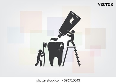 tooth, toothpaste, toothbrush and people.
