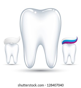 Tooth with toothpaste vector icon set isolated on white background.