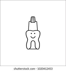 A tooth, and toothpaste. Vector illustration. Oral hygiene of the oral cavity. Dental health. Flat design. Vector illustration