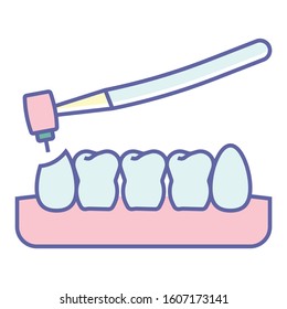 Tooth Treament and Repairing Vector Icon Design, Brace with Drill Concept