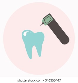 tooth treatment with drilling machine