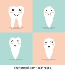 tooth types vector illustration. tooth flat design. molar tooth. incisor tooth. canine tooth