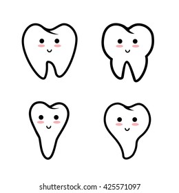 Tooth in various body postures, smiling, happy