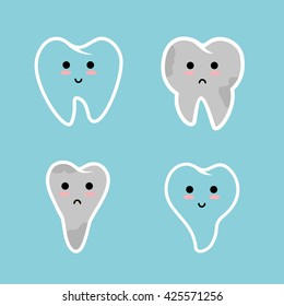 Tooth in various body postures, smiling, happy