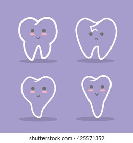Tooth in various body postures, smiling, happy