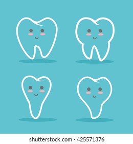 Tooth in various body postures, smiling, happy
