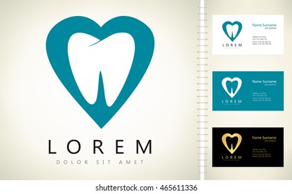 tooth vector with business card template.
