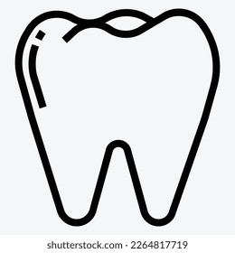 Tooth vector icon. Black and white tooth illustration isolated on white background.