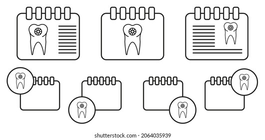 Tooth vector icon in calender set illustration for ui and ux, website or mobile application