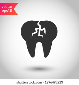Tooth vector icon. Dentist tooth icon. EPS 10 vector sign. Broken tooth icon.