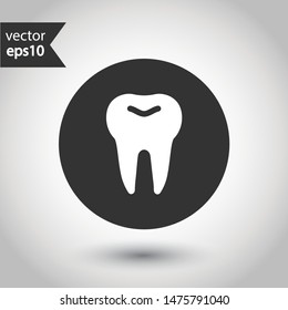 Tooth vector icon. Dentist tooth icon. EPS 10 vector sign. Round icon design