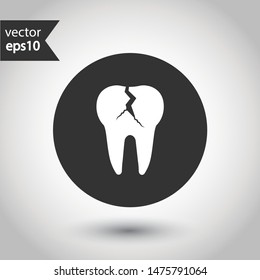 Tooth vector icon. Dentist tooth icon. EPS 10 vector sign. Round icon design