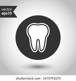 Tooth vector icon. Dentist tooth icon. EPS 10 vector sign. Round icon design