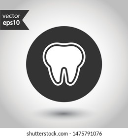 Tooth vector icon. Dentist tooth icon. EPS 10 vector sign. Round icon design