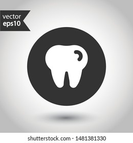 Tooth vector icon. Dentist tooth icon. EPS 10 vector sign. Round icon design