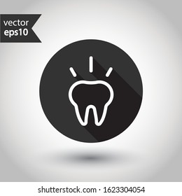 Tooth vector icon. Dentist tooth icon. EPS 10 vector sign. Round icon design symbol pictogram with shadow.
