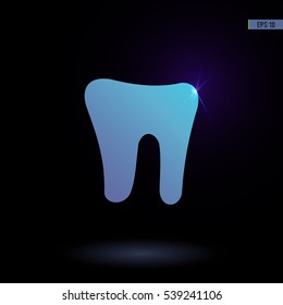 Tooth vector icon. Graphic symbol for web design, logo. Isolated sign on a black background.