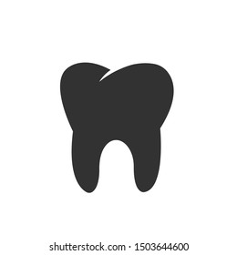 Tooth vector icon. Illustration of human tooth isolated on white background. Medicine icon. Vector web design