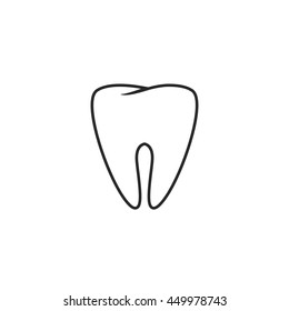 Tooth vector icon line art outline style, sketch of tooth, element of dental logo isolated on white background