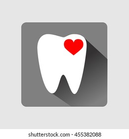 Tooth  vector icon.  I love tooth concept illustration