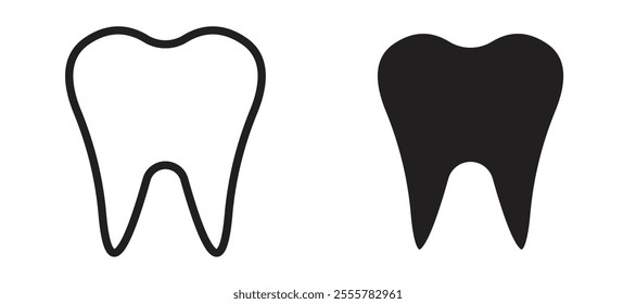 Tooth vector icon set in black color.