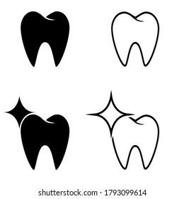 Tooth vector icon set. dentist illustration sign collection. 