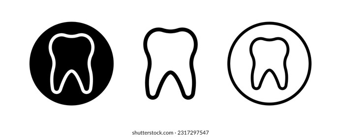 Icono de vector dental. Conjunto de dientes para el diseño de logotipo médico. Ilustración negra dental.