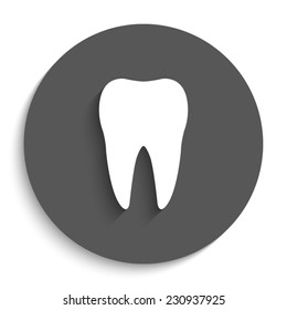 Tooth  - vector icon with shadow on a round grey button