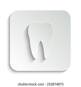 Tooth - vector icon with shadow on a grey button