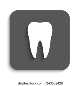 tooth, - vector icon with shadow on a grey button