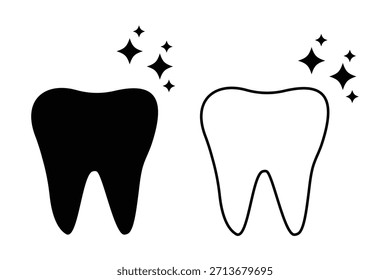 Icono de Vector dental. Silueta del símbolo del Vector del diente. Logotipo de la clínica dental. Icono de contorno de dientes sanos para App, interfaz de usuario de Sitio web, diseño UX. Ilustración vectorial.