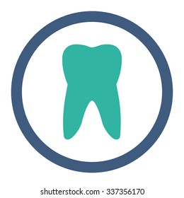 Tooth vector icon. Style is bicolor flat rounded symbol, cobalt and cyan colors, rounded angles, white background.