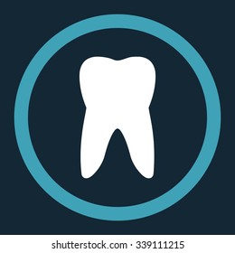 Tooth vector icon. Style is bicolor flat rounded symbol, blue and white colors, rounded angles, dark blue background.