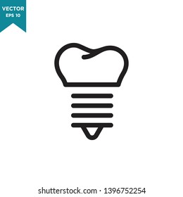 tooth vector icon in trendy flat design, implant tooth icon 