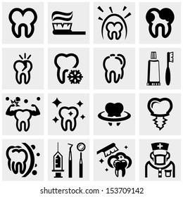 Tooth vector icons set on gray.