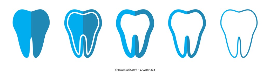 Tooth vector icons. Set of Teeth symbols on white background. Vector illustration. Various Tooth icons