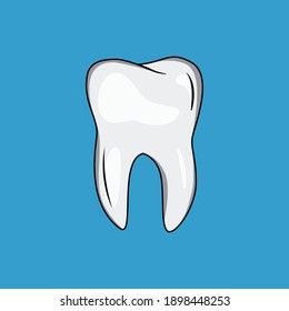 Tooth vector isolated on blue background