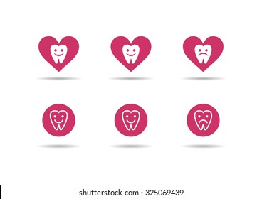 Tooth vector logos, dental logos, heart dentist logo.