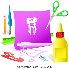 Tooth. Vector paper template.