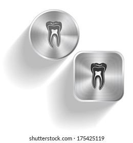 Tooth. Vector set steel buttons