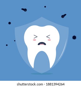 Tooth versus bacteria and germs. Dental health.