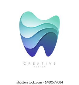 Tooth with a wave silhouette in it. Creative and modern design