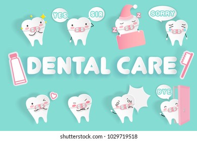 tooth wear brace with dental care on the green background