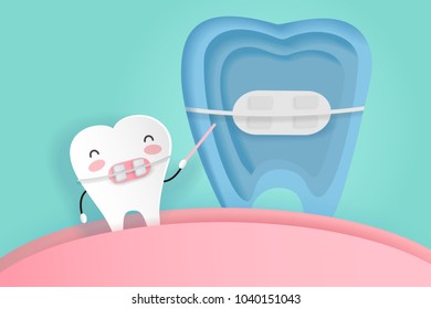 tooth wear brace with dental care on the green background