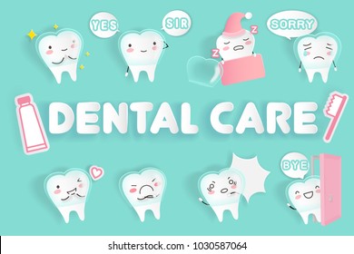 tooth wear invisible brace with dental care on the green background