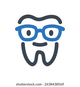 A tooth wearing glasses icon.