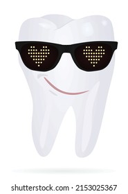 Tooth wearing sunglasses and  smiling. vector