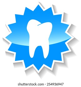 Tooth web blue icon on a white background. Vector Illustration