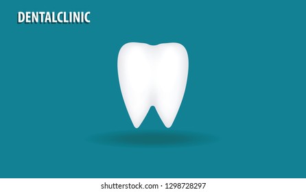 Tooth white - flat style - isolated - vector. Logo Dental Clinic