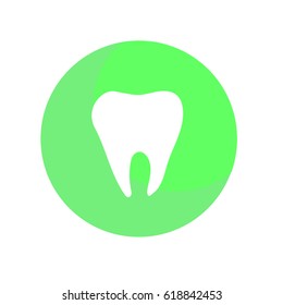 Tooth white icon on green circle background